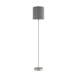 Eglo-PASTERI Floor Lamp 1X60W E27  Satin Nickel With Grey Shade